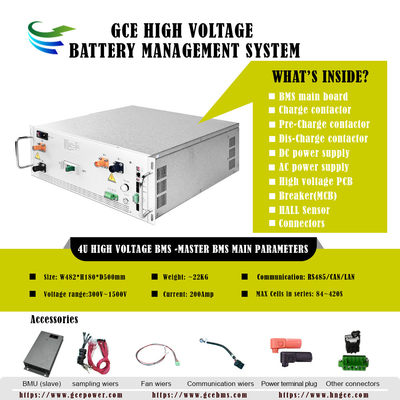 high voltage BMS(HV BMS) 304S972.8V 250A Lifepo4 BMS 1500V Battery Management System For UPS BESS Rack Lithium Battery Energy