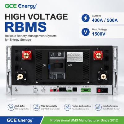 GCE Energy High Voltage Battery Management System for Energy Storage 350V-1500V 400A/500A BMS Solution for Lithium Battery Packs, ESS, UPS Systems and Renewable Energy Applications