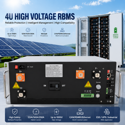 Industrial 4U Rack Mount BMS 125A 160A 250A for Commercial Energy Storage System | 1000V 20kA Short Circuit Protection | CAN RS4toc85 Communication Prool